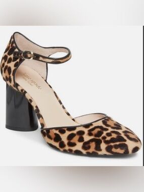 Kate Spade Serene Leopard Fur Heels Mary Jane’s Womens 9.5 EUC Ankle Strap